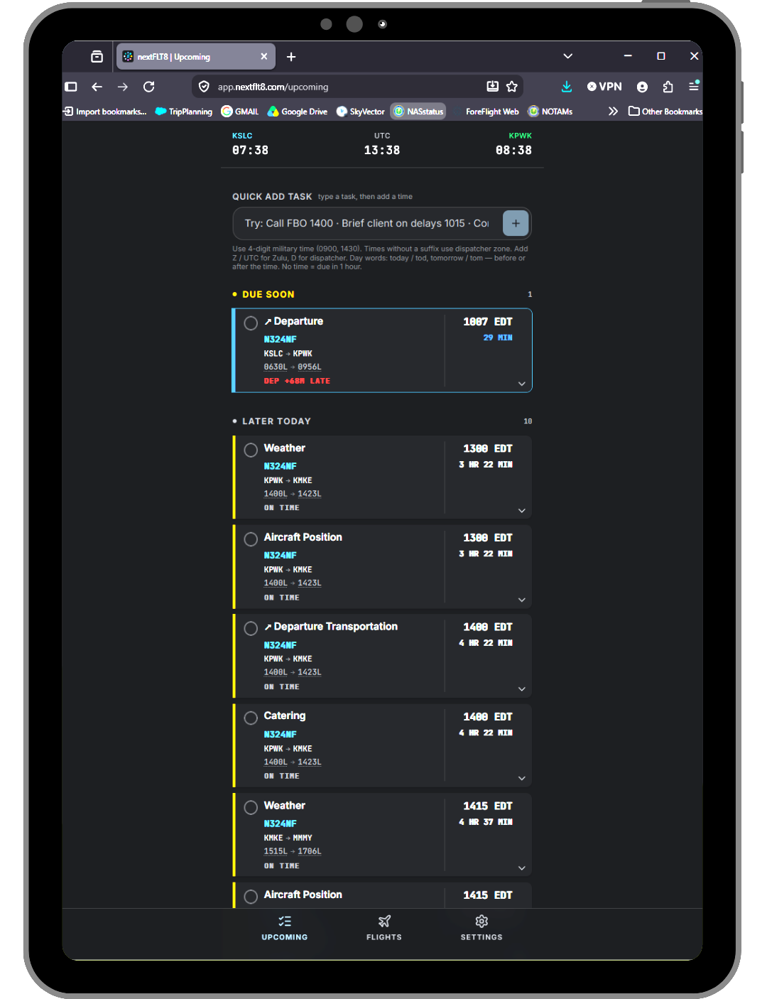 nextFLT8 tablet screenshot